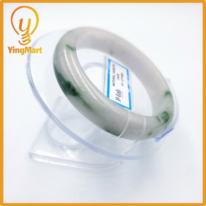 Certified 51mm PNJ277580 Real Jade Bangle | Natural Color Green White to Greyish Green, Grey White Jadeite Bracelet for Men, Women, Grandma