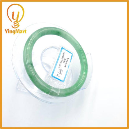 Certified 53mm PNJ277671 Real Jade Bangle Natural Color Light To Medium Green, Grey White,Grey Jadeite Bracelet for Men,Women,Grandma,Sister