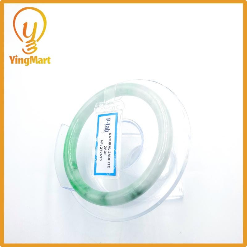 Certified 54mm PNJ277675 Real Jade Bangle Natural Color Green White To Green, Grey White, Grey Jadeite Bracelet for Men,Women,Grandma,Sister