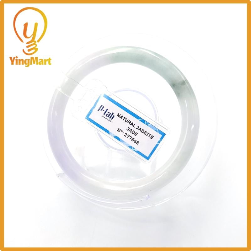 Certified 52mm PNJ277668 Jade Bangle | Natural Color White To Light Green, Purplish White,Grey Jadeite Bracelet for Men,Women,Grandma