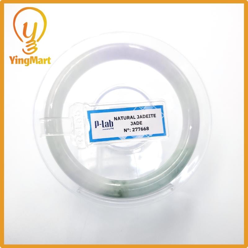 Certified 52mm PNJ277668 Jade Bangle | Natural Color White To Light Green, Purplish White,Grey Jadeite Bracelet for Men,Women,Grandma