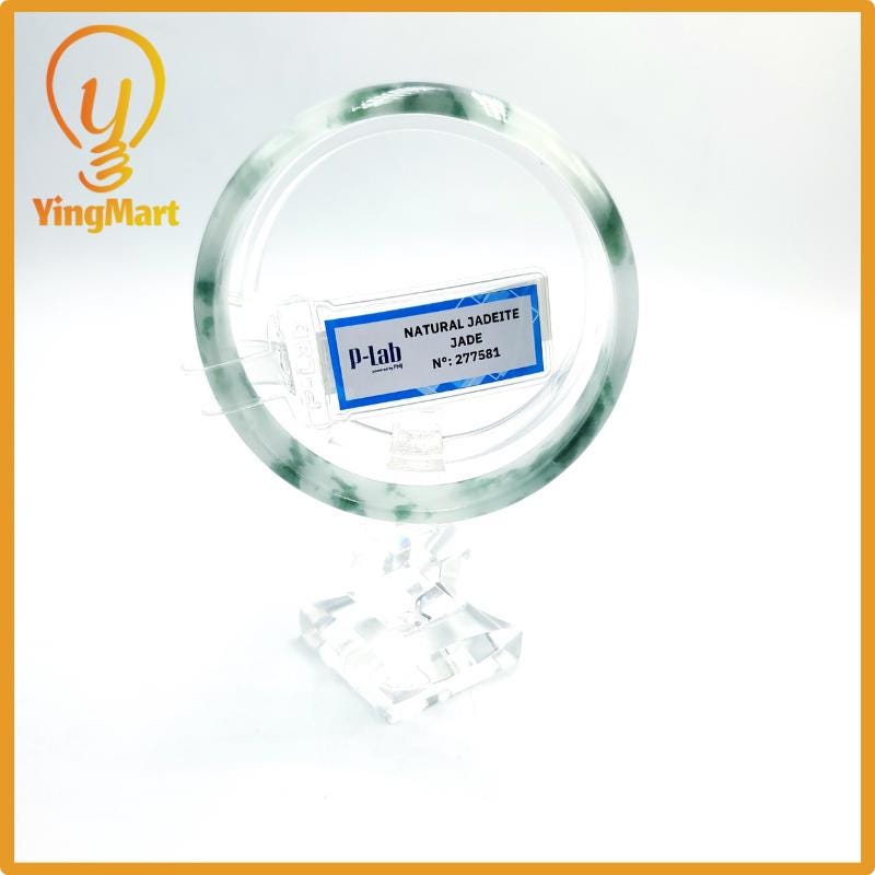 Certified 59mm PNJ277581 Real Jade Bangle Natural Color Green White to Greyish Green Grey White Jadeite Bracelet for Women,Grandma,Sister