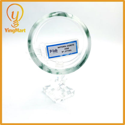 Certified 59mm PNJ277581 Real Jade Bangle Natural Color Green White to Greyish Green Grey White Jadeite Bracelet for Women,Grandma,Sister