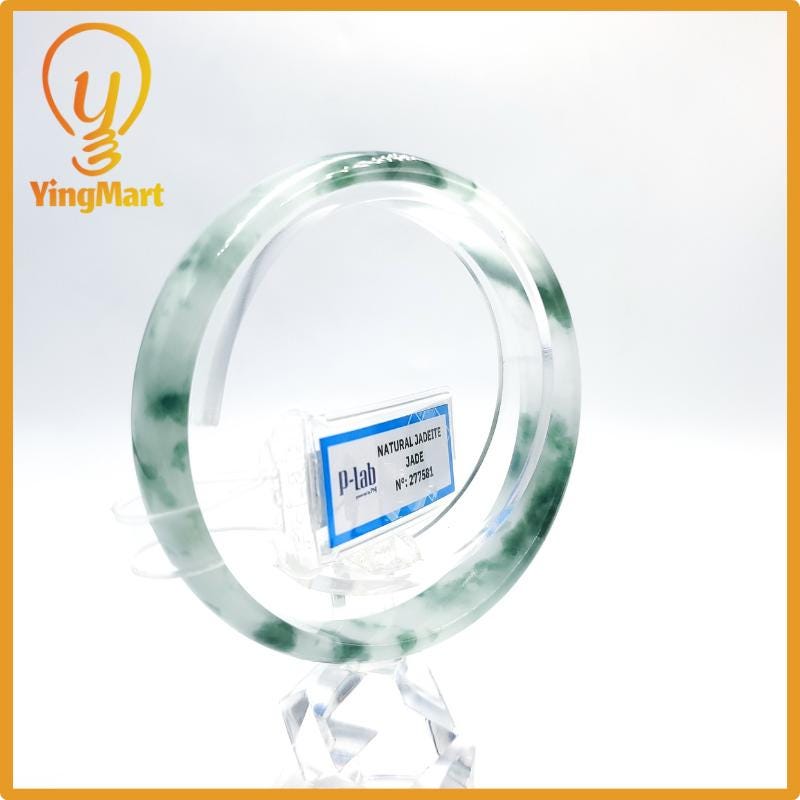 Certified 59mm PNJ277581 Real Jade Bangle Natural Color Green White to Greyish Green Grey White Jadeite Bracelet for Women,Grandma,Sister