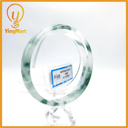 Certified 59mm PNJ277581 Real Jade Bangle Natural Color Green White to Greyish Green Grey White Jadeite Bracelet for Women,Grandma,Sister