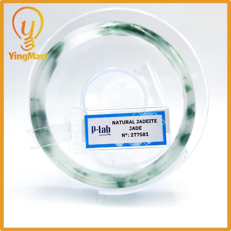 Certified 59mm PNJ277581 Real Jade Bangle Natural Color Green White to Greyish Green Grey White Jadeite Bracelet for Women,Grandma,Sister