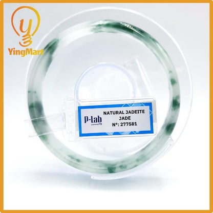 Certified 59mm PNJ277581 Real Jade Bangle Natural Color Green White to Greyish Green Grey White Jadeite Bracelet for Women,Grandma,Sister