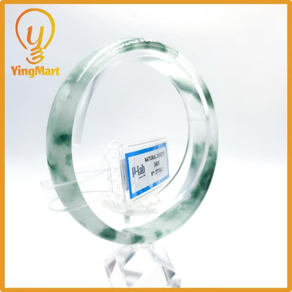 Certified 59mm PNJ277581 Real Jade Bangle Natural Color Green White to Greyish Green Grey White Jadeite Bracelet for Women,Grandma,Sister