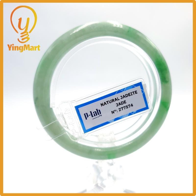 Certified 53mm PNJ277574 Real Jade Bangle Natural Color Green White To Green, Grey White, Grey Jadeite Bracelet for Men,Women,Grandma,Sister
