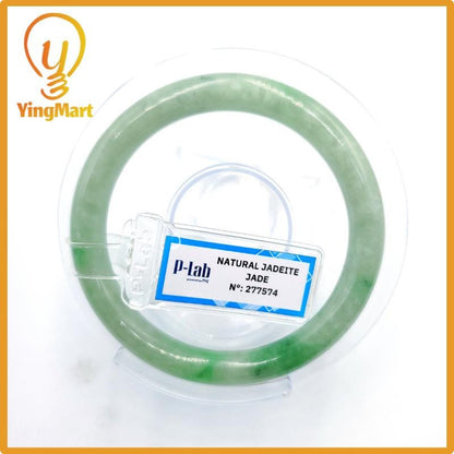 Certified 53mm PNJ277574 Real Jade Bangle Natural Color Green White To Green, Grey White, Grey Jadeite Bracelet for Men,Women,Grandma,Sister