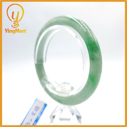 Certified 53mm PNJ277574 Real Jade Bangle Natural Color Green White To Green, Grey White, Grey Jadeite Bracelet for Men,Women,Grandma,Sister