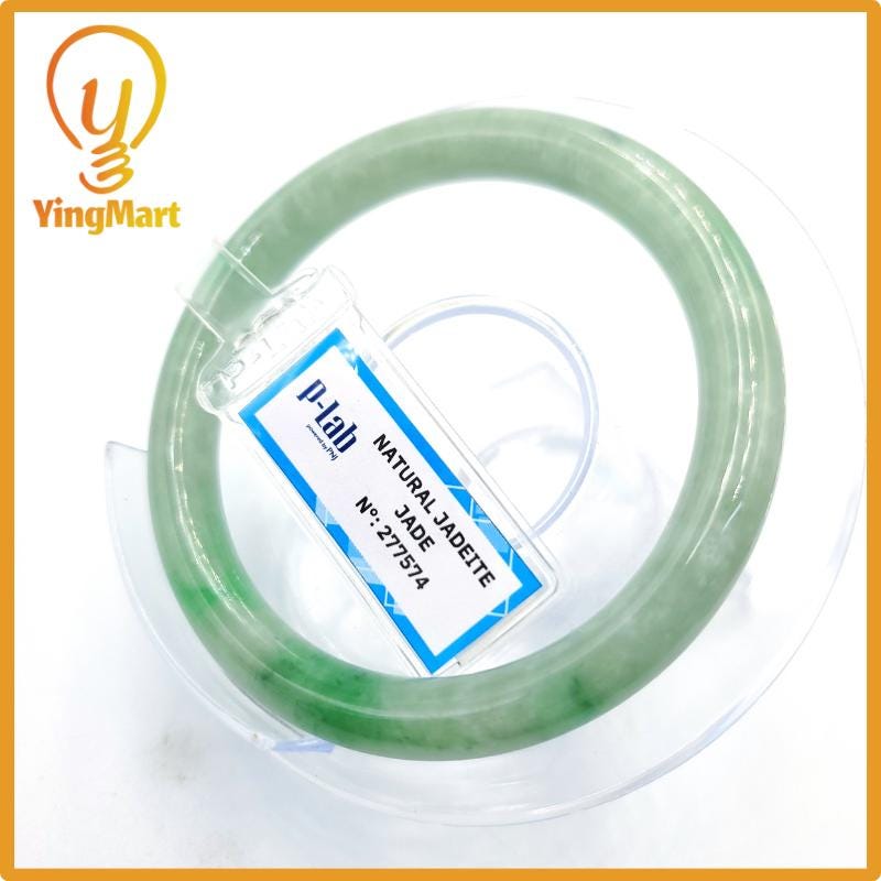 Certified 53mm PNJ277574 Real Jade Bangle Natural Color Green White To Green, Grey White, Grey Jadeite Bracelet for Men,Women,Grandma,Sister