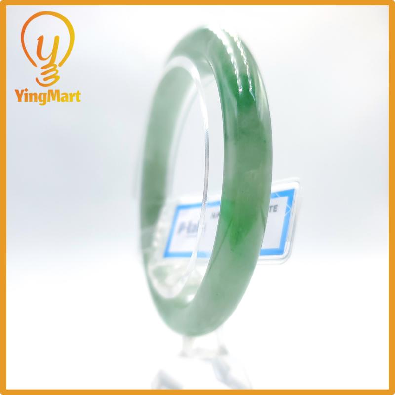 Certified 53mm PNJ277574 Real Jade Bangle Natural Color Green White To Green, Grey White, Grey Jadeite Bracelet for Men,Women,Grandma,Sister