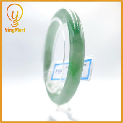 Certified 53mm PNJ277574 Real Jade Bangle Natural Color Green White To Green, Grey White, Grey Jadeite Bracelet for Men,Women,Grandma,Sister