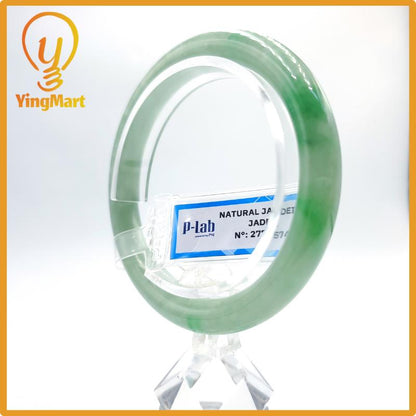 Certified 53mm PNJ277574 Real Jade Bangle Natural Color Green White To Green, Grey White, Grey Jadeite Bracelet for Men,Women,Grandma,Sister