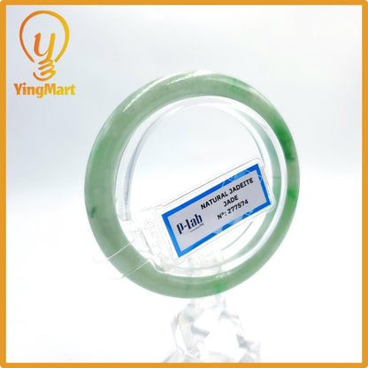 Certified 53mm PNJ277574 Real Jade Bangle Natural Color Green White To Green, Grey White, Grey Jadeite Bracelet for Men,Women,Grandma,Sister