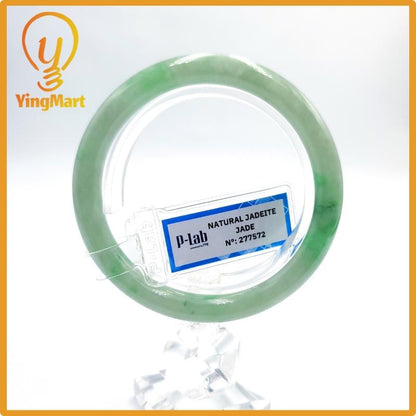 Certified 52mm PNJ277572 Real Jade Bangle Natural Color Green White To Green, Grey White, Grey Jadeite Bracelet for Men,Women,Grandma,Sister