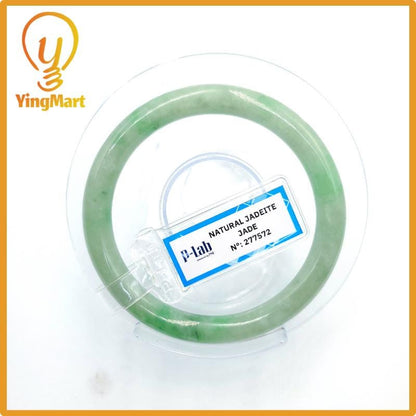 Certified 52mm PNJ277572 Real Jade Bangle Natural Color Green White To Green, Grey White, Grey Jadeite Bracelet for Men,Women,Grandma,Sister
