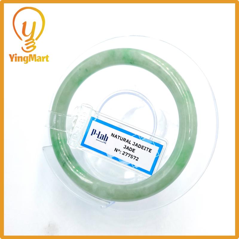 Certified 52mm PNJ277572 Real Jade Bangle Natural Color Green White To Green, Grey White, Grey Jadeite Bracelet for Men,Women,Grandma,Sister