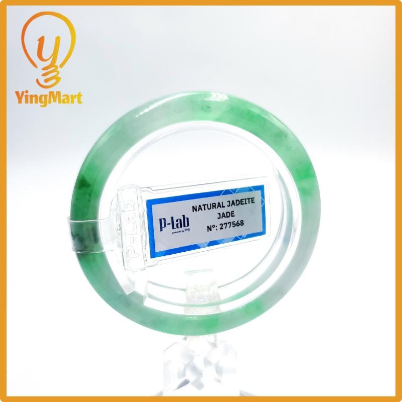 Certified 48mm PNJ277568 Real Jade Bangle | Genuine Green White To Green, Grey White, Grey, Brown Jadeite Bracelet for Men, Women, Grandma