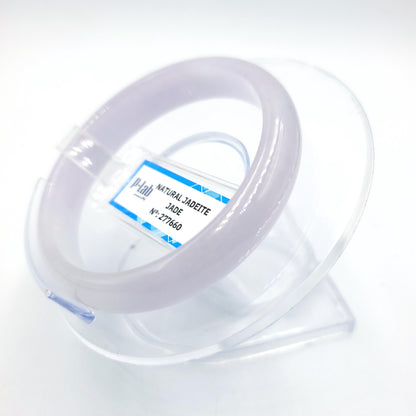 Certified 51mm PNJ277660 Real Jadeite Jade Bangle Natural Color White & Purplish White Jade Bracelet for Men, Women, Grandma,Sister