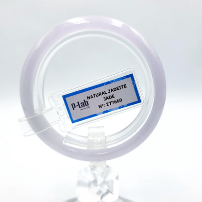 Certified 51mm PNJ277660 Real Jadeite Jade Bangle Natural Color White & Purplish White Jade Bracelet for Men, Women, Grandma,Sister