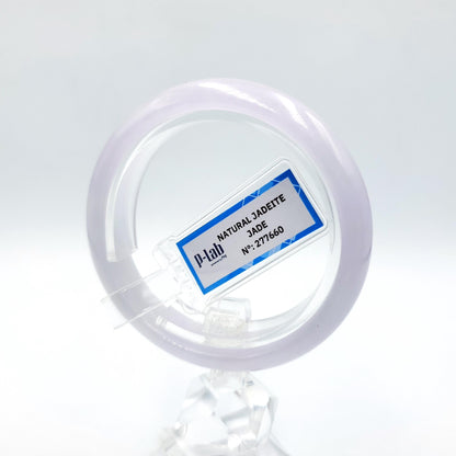 Certified 51mm PNJ277660 Real Jadeite Jade Bangle Natural Color White & Purplish White Jade Bracelet for Men, Women, Grandma,Sister