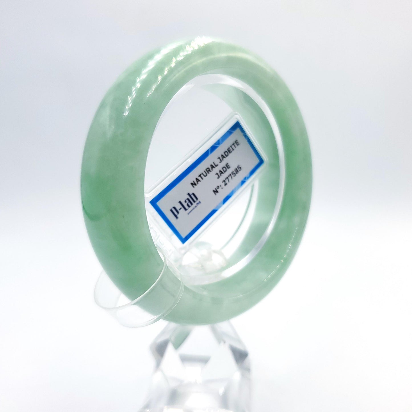 Natural Color Jade Bangle 50mm PNJ277585 | Green-White to Green Jadeite Jade Jewelry for Men, Women, Grandmother, Sister – Mothers day gift