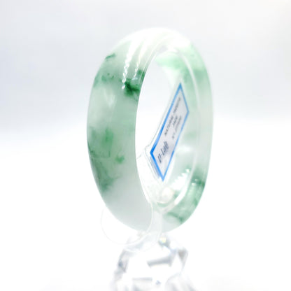 Jade Bangle Certified 54mm PNJ277590  | Natural Color Green-White to Green, Grey White Jadeite Bracelet for Men, Women, Grandma, Sister
