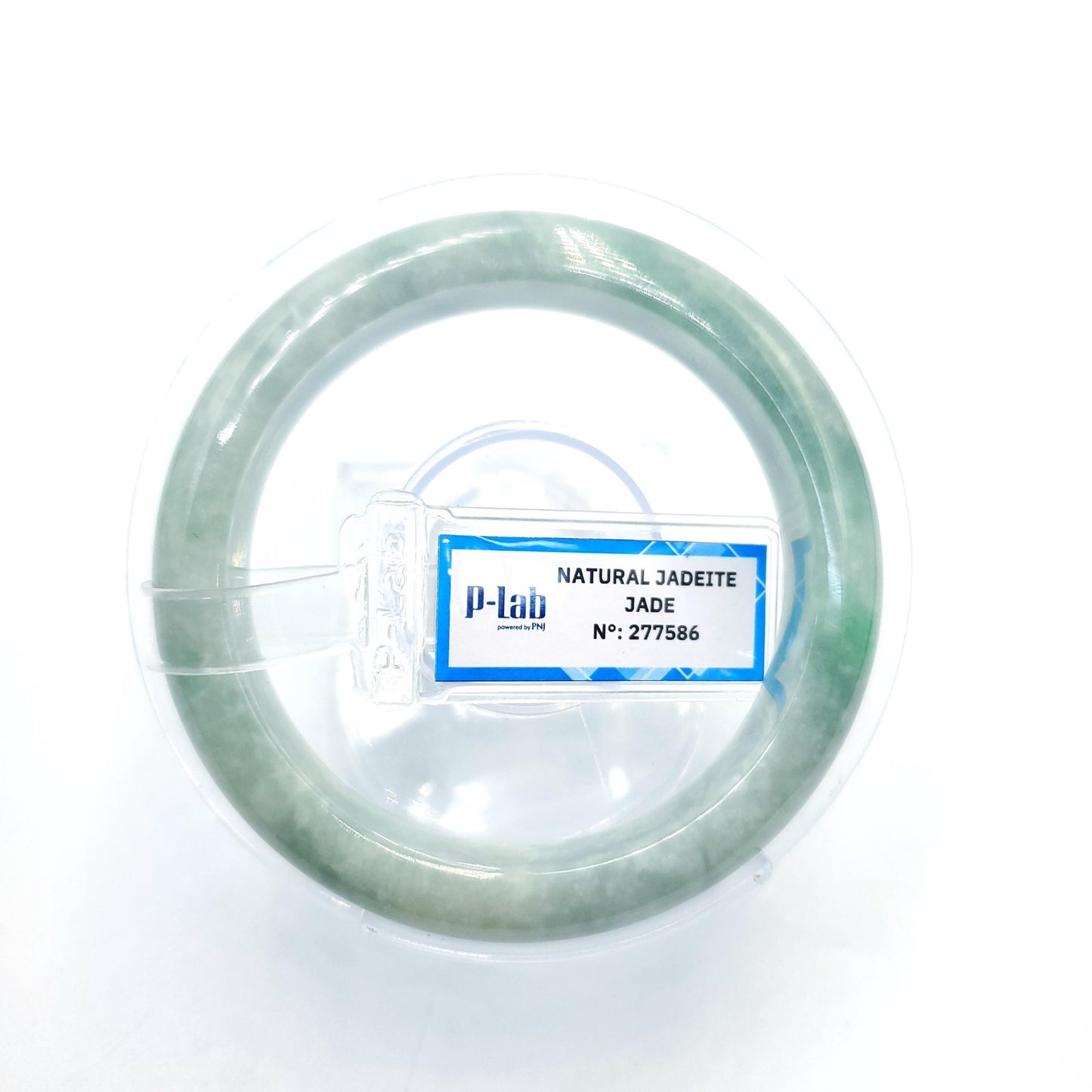 Certified 53mm PNJ277586 Real Jade Bangle | Natural Color Green-White to Green, Grey White Jadeite Bracelet for Men, Women, Grandma, Sister