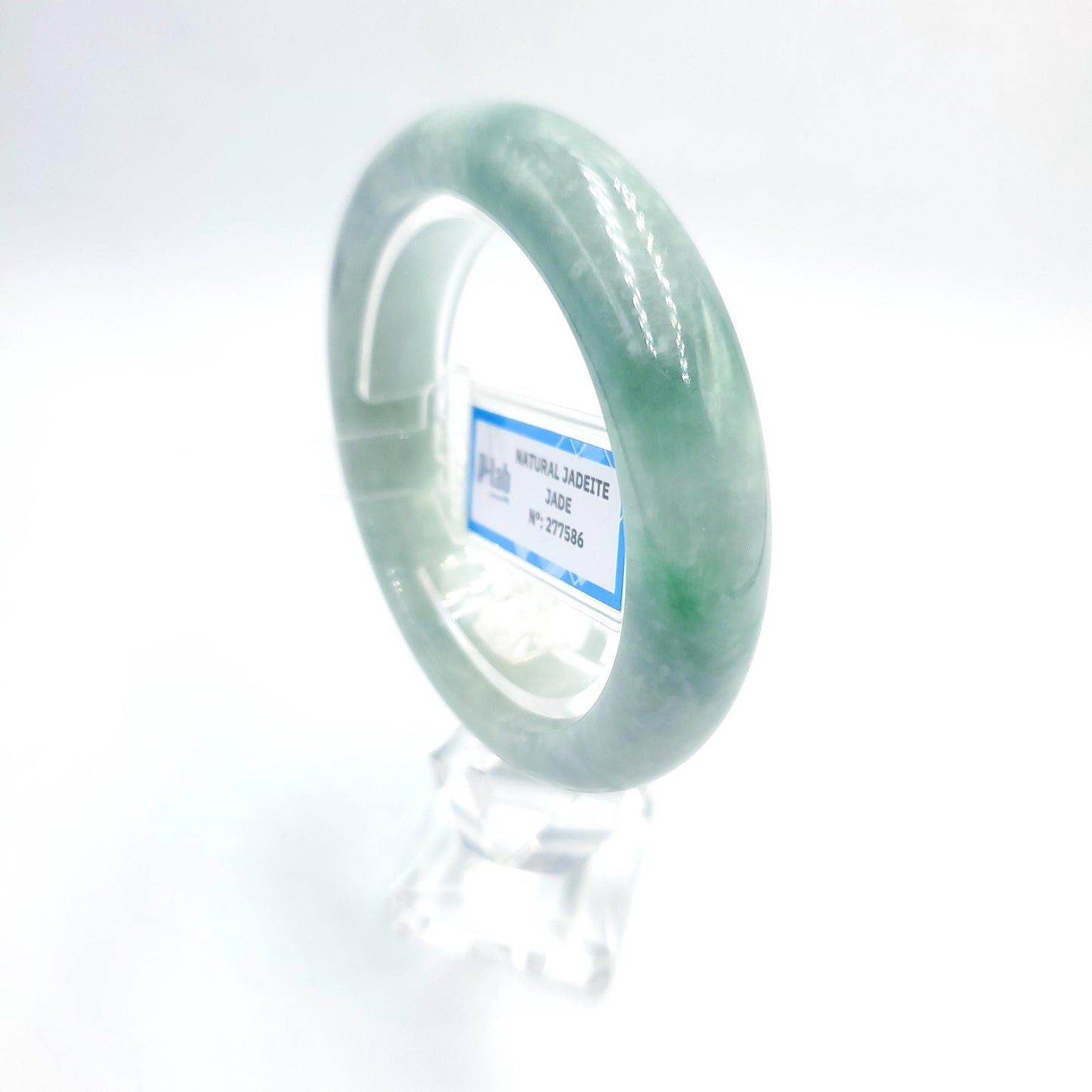 Certified 53mm PNJ277586 Real Jade Bangle | Natural Color Green-White to Green, Grey White Jadeite Bracelet for Men, Women, Grandma, Sister