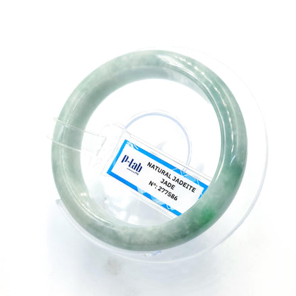 Certified 53mm PNJ277586 Real Jade Bangle | Natural Color Green-White to Green, Grey White Jadeite Bracelet for Men, Women, Grandma, Sister