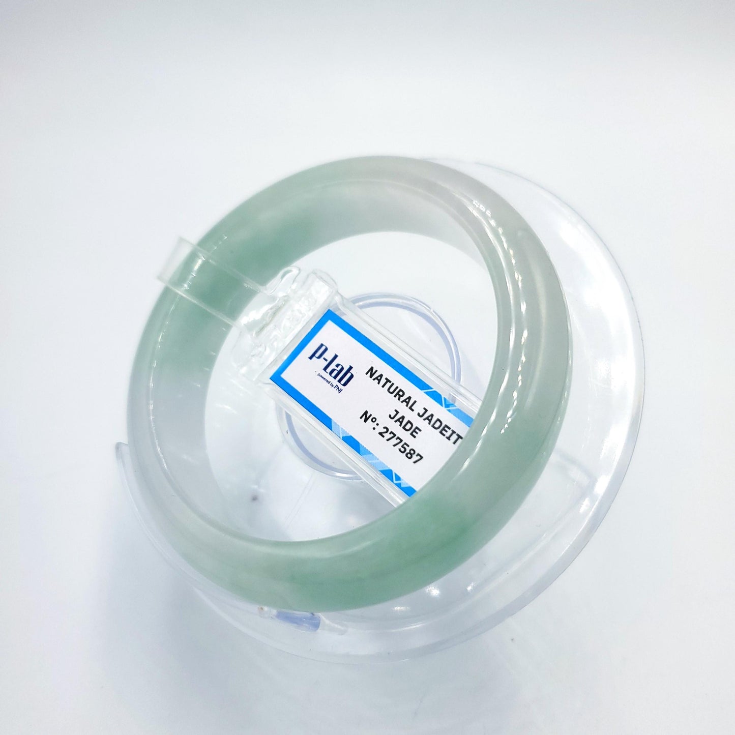 Certified 51mm PNJ277587 Real Jade Bangle | Natural Color Green-White to Green, Grey White Jadeite Bracelet for Men, Women, Grandma, Sister