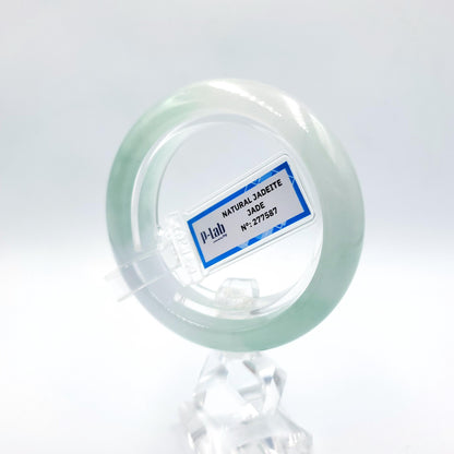 Certified 51mm PNJ277587 Real Jade Bangle | Natural Color Green-White to Green, Grey White Jadeite Bracelet for Men, Women, Grandma, Sister