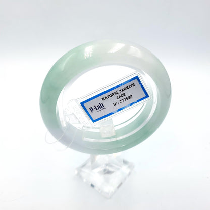 Certified 51mm PNJ277587 Real Jade Bangle | Natural Color Green-White to Green, Grey White Jadeite Bracelet for Men, Women, Grandma, Sister