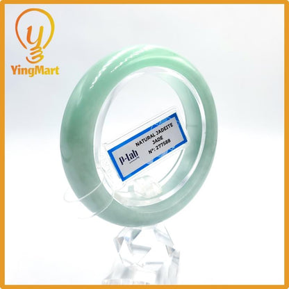 Certified 52mm PNJ277588 Real Jade Bangle | Natural Color Green-White to Green, Grey White Jadeite Bracelet for Men, Women, Grandma, Sister