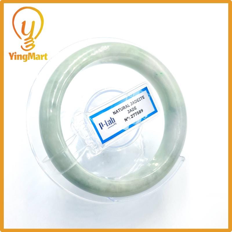 Certified 53mm PNJ277589 Real Jade Bangle | Natural Color Green-White to Green, Grey White Jadeite Bracelet for Men, Women, Grandma, Sister