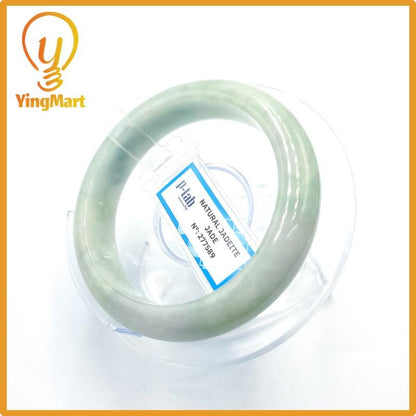 Certified 53mm PNJ277589 Real Jade Bangle | Natural Color Green-White to Green, Grey White Jadeite Bracelet for Men, Women, Grandma, Sister