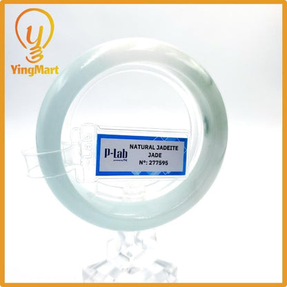 Certified 51mm PNJ277595 Real Jade Bangle | Natural Color Green White to Greyish Green, Grey White Jadeite Bracelet for Men, Women, Grandma