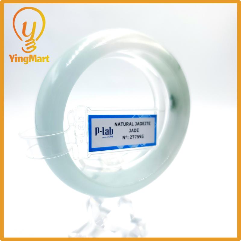 Certified 51mm PNJ277595 Real Jade Bangle | Natural Color Green White to Greyish Green, Grey White Jadeite Bracelet for Men, Women, Grandma