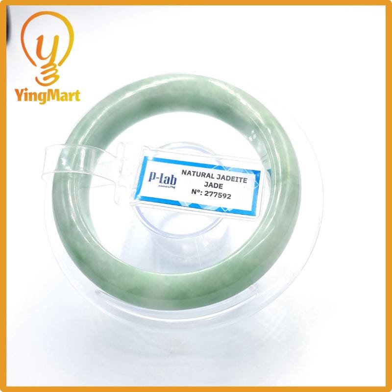 Natural Color Jade Bangle 50mm PNJ277592 | Green White to Light Green, Grey White Jade Bracelet for Men, Women, Grandma – Mothers day gift