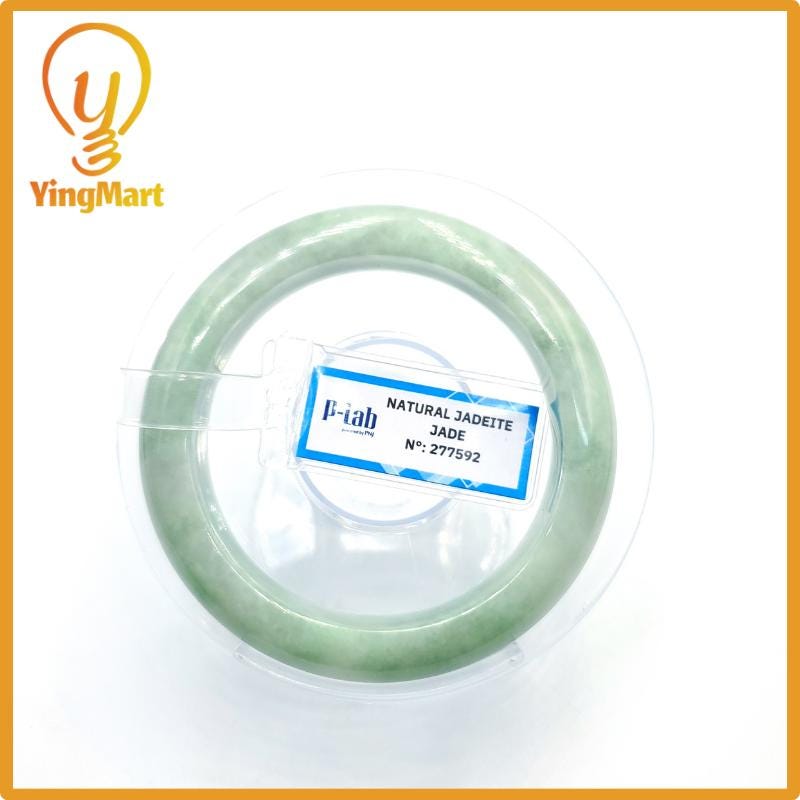 Natural Color Jade Bangle 50mm PNJ277592 | Green White to Light Green, Grey White Jade Bracelet for Men, Women, Grandma – Mothers day gift