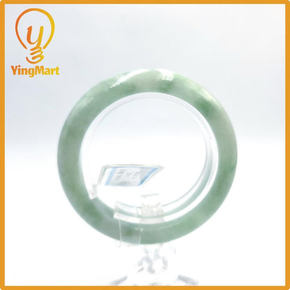 Natural Color Jade Bangle 50mm PNJ277592 | Green White to Light Green, Grey White Jade Bracelet for Men, Women, Grandma – Mothers day gift