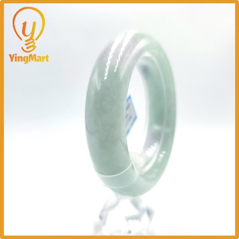 Certified 52mm PNJ277593 Real Jade Bangle Natural Color Green White to Light Green, Grey White, Grey Jadeite Bracelet for Men, Women,Grandma