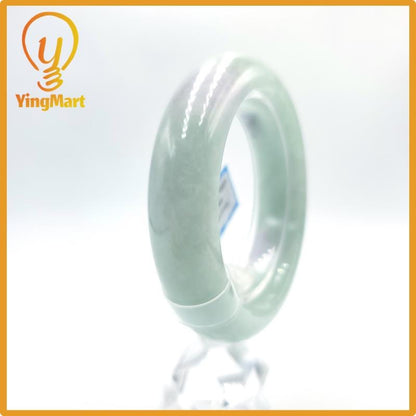 Certified 52mm PNJ277593 Real Jade Bangle Natural Color Green White to Light Green, Grey White, Grey Jadeite Bracelet for Men, Women,Grandma