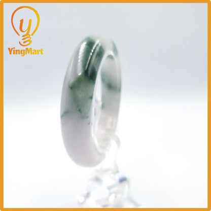 Certified 51mm PNJ277580 Real Jade Bangle | Natural Color Green White to Greyish Green, Grey White Jadeite Bracelet for Men, Women, Grandma