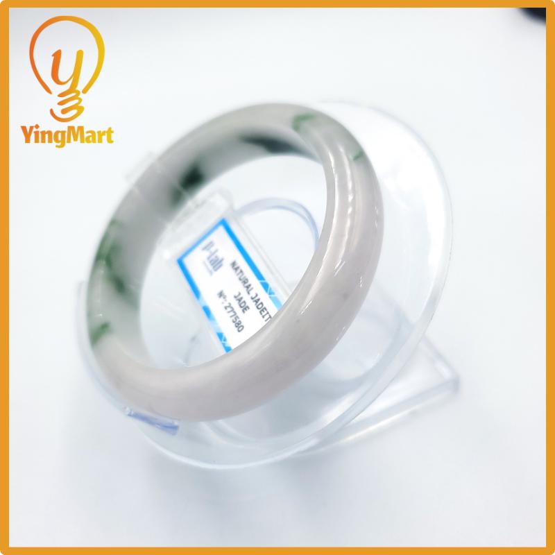 Certified 51mm PNJ277580 Real Jade Bangle | Natural Color Green White to Greyish Green, Grey White Jadeite Bracelet for Men, Women, Grandma