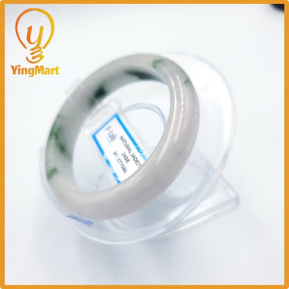 Certified 51mm PNJ277580 Real Jade Bangle | Natural Color Green White to Greyish Green, Grey White Jadeite Bracelet for Men, Women, Grandma