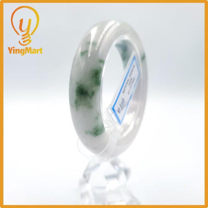 Certified 51mm PNJ277580 Real Jade Bangle | Natural Color Green White to Greyish Green, Grey White Jadeite Bracelet for Men, Women, Grandma
