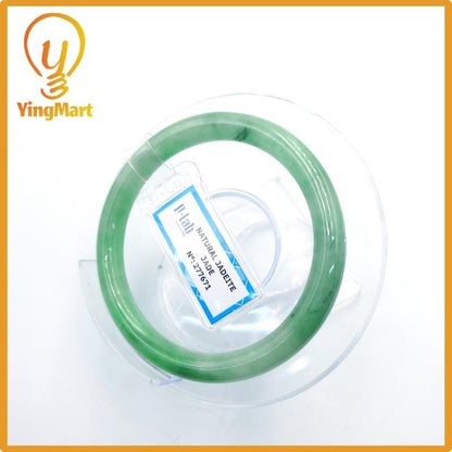 Certified 53mm PNJ277671 Real Jade Bangle Natural Color Light To Medium Green, Grey White,Grey Jadeite Bracelet for Men,Women,Grandma,Sister